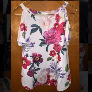 Gaze Floral Off-the-Shoulder Dress Shirt